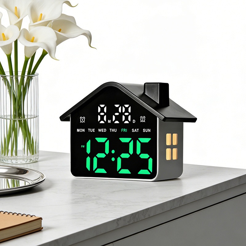 Modern Electronics Gadgets - Zegar LED w kształcie domu, elektroniczny,